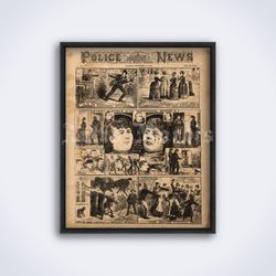 jack the ripper and annie chapman police news magazine printable art print poster digital download