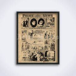 jack the ripper and mitre square police news magazine printable art print poster digital download