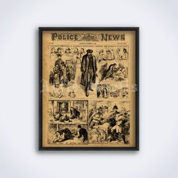 Jack the Ripper sketch Police News magazine printable art print poster Digital Download