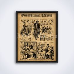 jack the ripper sketch police news magazine printable art print poster digital download