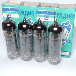 6P15P-EV EL83 / SV83 , Strong Ideally Matched Quad (4 Tubes) of Vintage Russian tubes Reflector, same date Years 1986