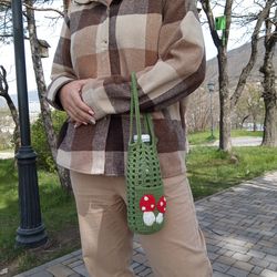 Water Bottle Bag with Phone Pocket Mushrooms for Girls for Hiking, Shopping , Beach and Festival.