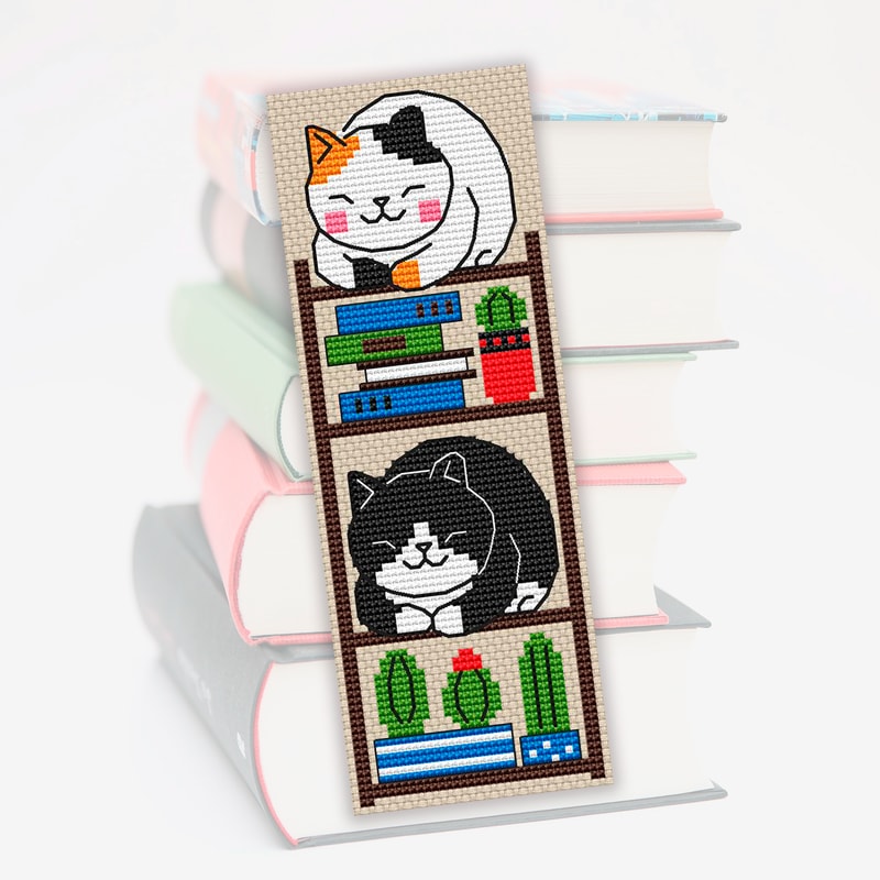 cat cross stitch bookmark pattern