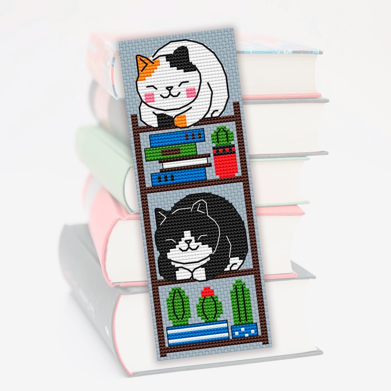 cats cross stitch bookmark pattern