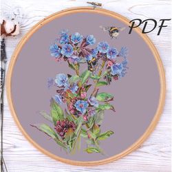 Cross stitch pattern pdf Bumblebees in honeydew cross stitch pattern pdf design for embroidery
