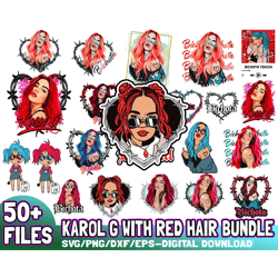 50 Files Karol G With Red Hair PNG, Bichota Png, La Bichota Png, Karol G Red Hair Design