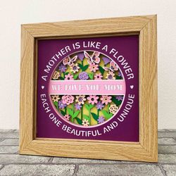 a mother is like a flower shadow box svg/ gift for mom 3d svg/ mother's day cricut project/ for cricut/ for silhouette