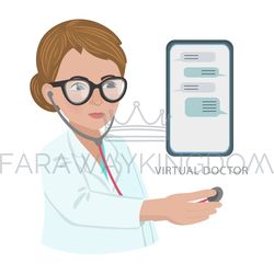 online consultation coronavirus medicine doctor vector set