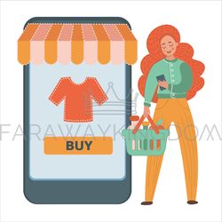 online customer woman flat design vector illustration set