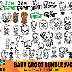 48 baby groot bundle svg, baby groot svg, marvel svg