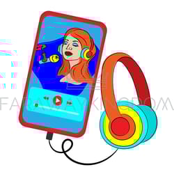 online music listening player internet vector illustration set