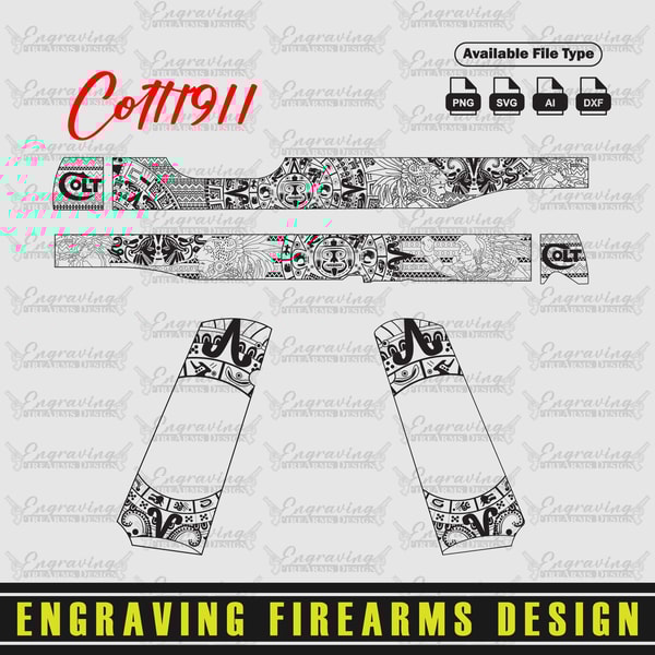 Engraving Firearms design Colt1911 AZTEC Themed design | Inspire Uplift