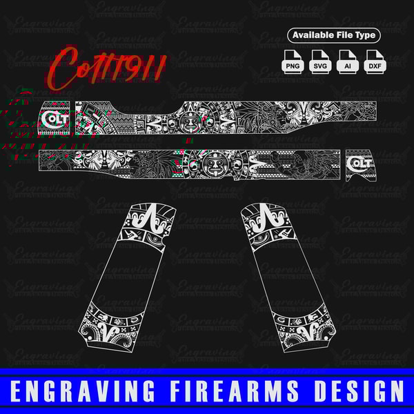 Engraving Firearms design Colt1911 AZTEC Themed design | Inspire Uplift