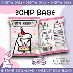 Flork Chip Bag, Printable Birthday party, Instant Download