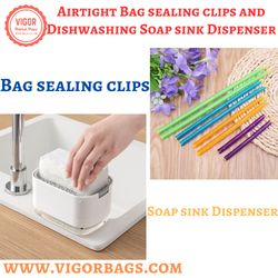 Airtight Bag sealing clips and Dishwashing Soap sink Dispenser(US Customers)