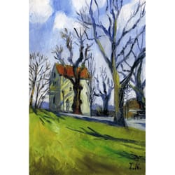 rothenburg ob der tauber. medieval park. germany, original oil painting 6x4''