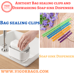 Airtight Bag sealing clips and Dishwashing Soap sink Dispenser(non US Customers)