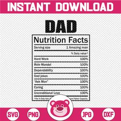 dad nutritional facts svg, nutrition fact svg, dad life clipart, printable, nutrition label svg, father svg