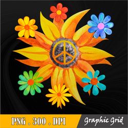 Sunflower Peace Flower Png, Hippie Daisy Peace Sign Png Digital Download