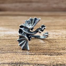 Silver Dragon ring, Size 4 - 9 US, Made to Order