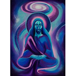 Jesus Painting Spiritual Original Art Meditation Artwork Oil Canvas 32 by 24 inches