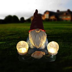 led outdoor gnome lights: decorative sculpture with sustainable lighting | mini led gnomes | adorable solar gnome lights