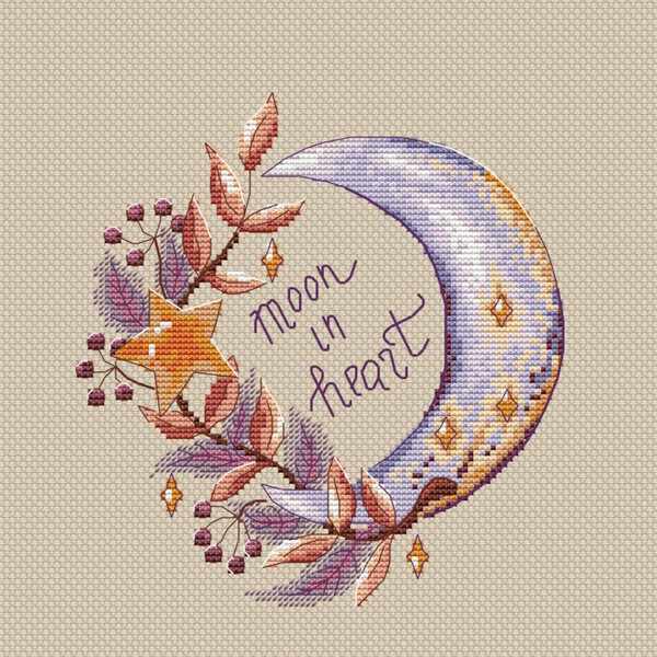 Moon in Heart cross stitch pattern-2