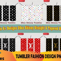 6 tumblers 20oz skinny bundle png, lv tumbler png, lv pattern