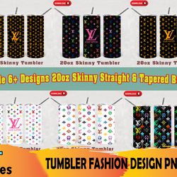 6 louis vuitton tumblers 20oz skinny bundle png, lv tumbler png