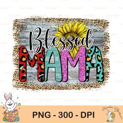 blessed mama png image, leopard pink glitter design, transparent png, sublimation designs download