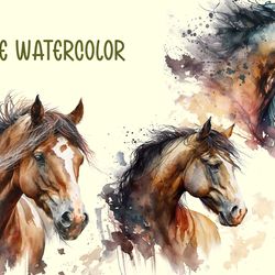 boho vintage horse watercolor png, animal png, animal lover png