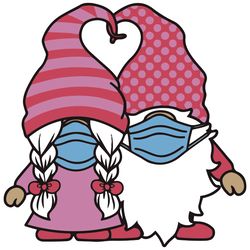 quarantine love gnomes svg, valentine svg, happy quarantine day svg, gnomes svg, gnomes couple svg, face mask svg
