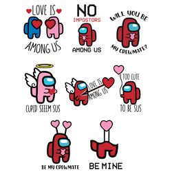valentine among us svg bundle, valentine svg, valentine impostor, red impostor svg, among us svg, love among us svg