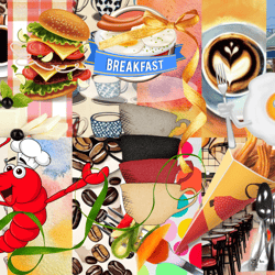 Digital scrapbooking kit "Bistro Cafe", 82 elements