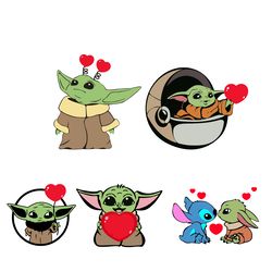 Valentine Baby Yoda Svg, Valentine Svg, Valentine Day Svg, Baby Yoda Svg, Cute Yoda, Yoda Bundle Svg, Yoda And Stitch