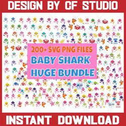 200 Baby Sharks Bundle Baby Shark Svg File,Baby Shark Birthday Svg, Baby Shark Famliy SVG, Png Shark's friends svg