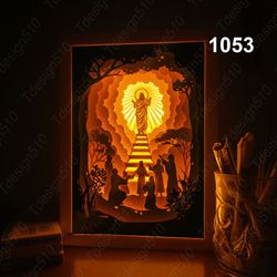 jesus christmas paper cut light box template, shadow box, 3d papercut lightbox svg file diy, cutting cricut