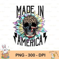 made in america png, 4th of july, skull, american flag, usa, western , retro, png, instant download
