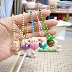 handmade clay - rabbit keychain