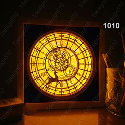 deer clock paper cut light box template, shadow box, 3d papercut lightbox svg file diy, cutting cricut