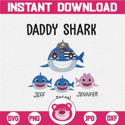 Personalized Names Daddy Shark Svg, Dad Svg, Daddy Svg, Father's Day Gift, Shark Svg, Baby Shark Svg, Funny Svg