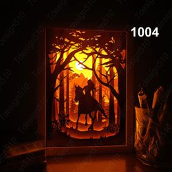 horse riding girl paper cut light box template, shadow box, 3d papercut lightbox svg file diy, cutting cricut