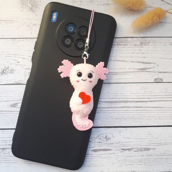 Axolotl-plush-phone-charm