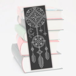 Dreamcatcher bookmark embroidery blackwork pattern – Cross stitch bookmark pattern One color