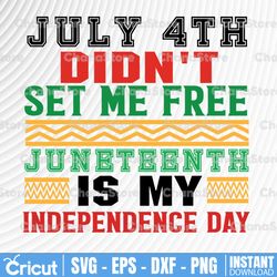 july 4th didn't set me free juneteenth my independence day svg cut file for cricut or silhouette