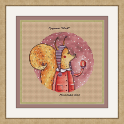 christmas squirrel cross stitch pattern, cute animals cross stitch, christmas cross stitch, funny cross stitch, pdf file