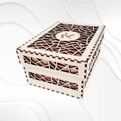 Gift carved box for jewelry or documents, digital design for a laser machine.