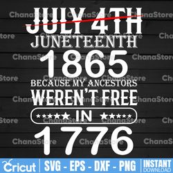juneteenth 1865 my ancestors weren't free in 1776 svg july 4th svg juneteenth svg black history svg black power svg