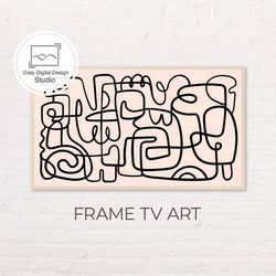 Samsung Frame TV Art | Beige Abstract Geometric Pastel Line Art For The Frame Tv | Digital Art Frame Tv
