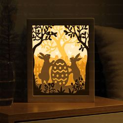 easter shadow box, easter bunny lightbox svg, paper cut shadow box, 3d easter svg file